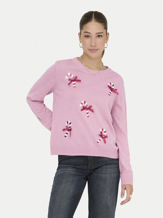 ONLY Пуловер Xmas Shine 15355004 Розов Regular Fit цвят на ниска цена