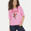 ONLY Тишърт Coca Cola 15355794 Розов Regular Fit цвят на ниска цена