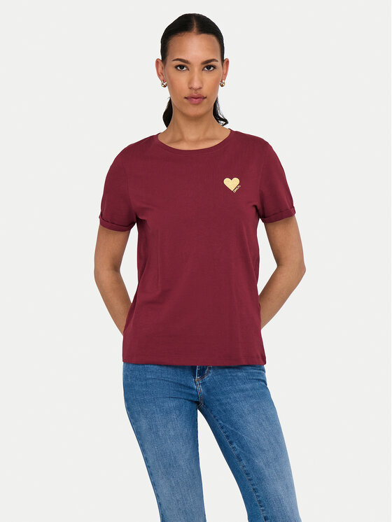 ONLY Тишърт Kita 15244714 Бордо Regular Fit цвят на ниска цена