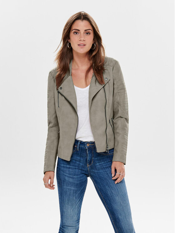 ONLY Яке от имитация на кожа Ava 15102997 Сив Regular Fit цвят на ниска цена