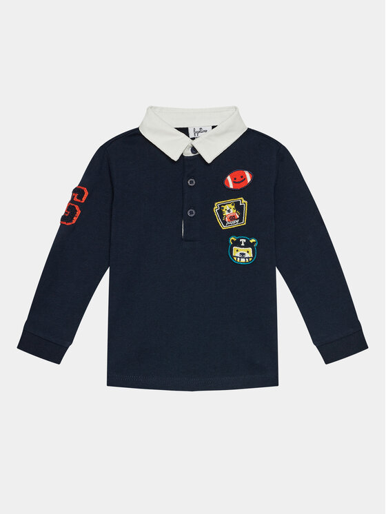 OVS Тениска с яка и копчета 1842386 Тъмносин Regular Fit цвят на ниска цена