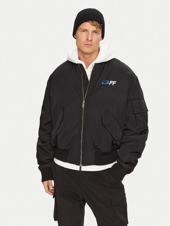 Off-White Яке бомбър OMEH049S23FAB0011001 Черен Regular Fit цвят на ниска цена