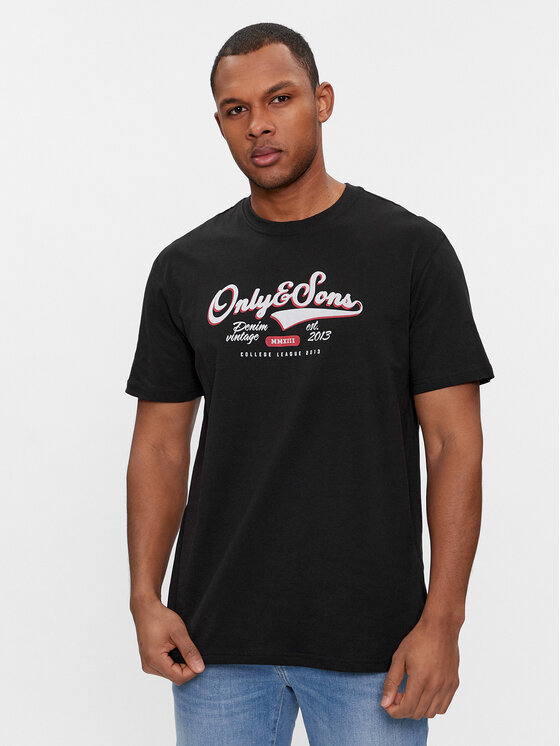 Only & Sons Тишърт Lenny 22028593 Черен Regular Fit цвят на ниска цена