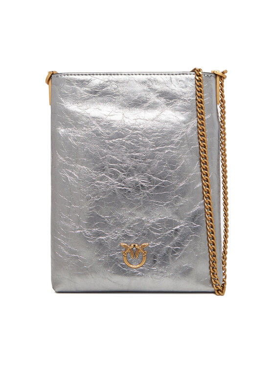 PINKO Дамска чанта Flat Satchel AI 25-26 PCPL 105352 A2OT Сребрист цвят на ниска цена