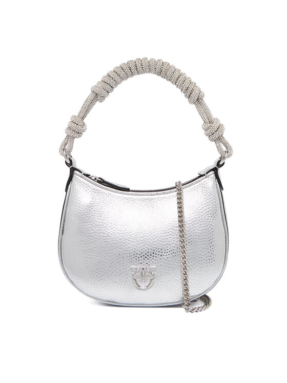 PINKO Дамска чанта Half Moon Baby C + Manico Al 25-26 PLTT 105913 A2WD Сребрист цвят на ниска цена