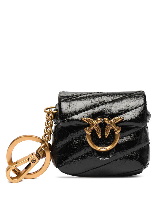 PINKO Ключодържател Airpods Love Puff Microfiber Shiny Calf AI 25-26 PCPL 105869 A370 Черен цвят на ниска цена