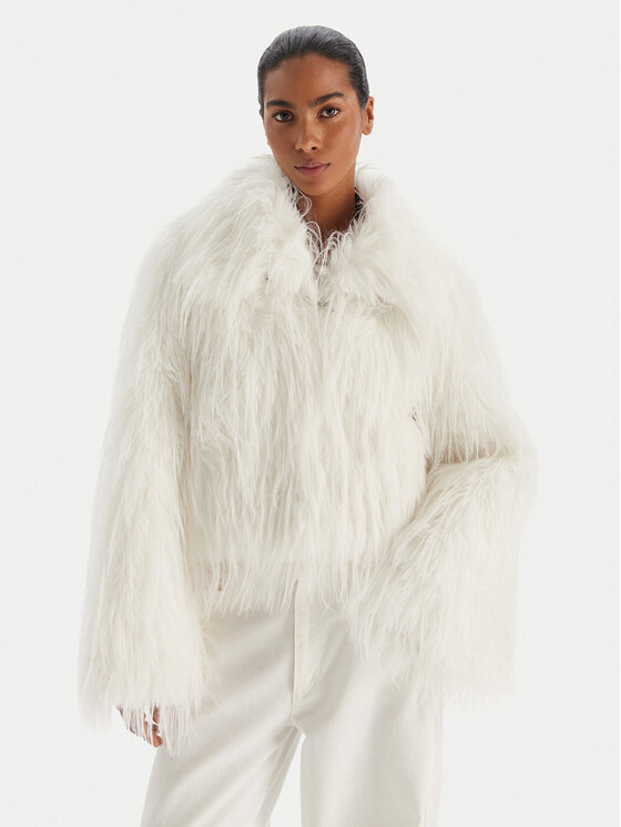 PINKO Кожено палто 106045 A2ZO Z14 Бял Regular Fit цвят на ниска цена