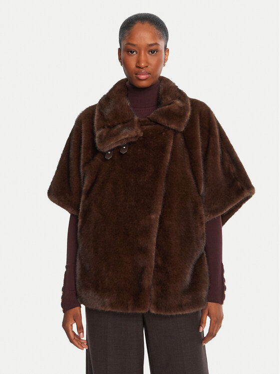 PINKO Кожено палто Comodino 103837 A2PI Кафяв Regular Fit цвят на ниска цена