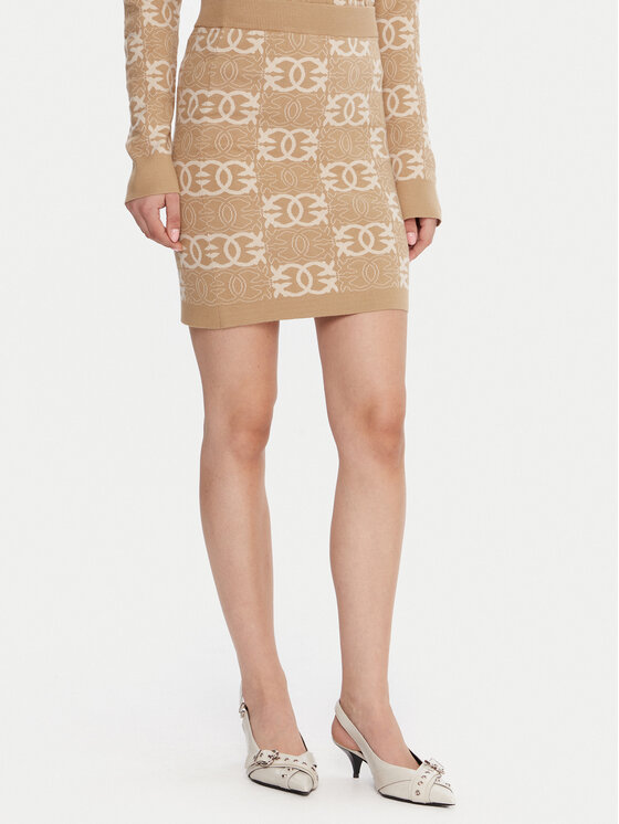 PINKO Мини пола Bang Bang 106040 A2YD Бежов Slim Fit цвят на ниска цена