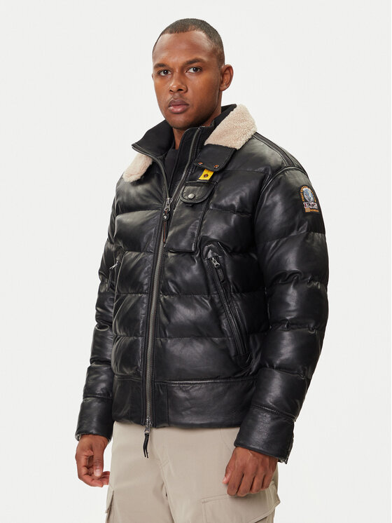 Parajumpers Кожено яке Gian 25WMPMJKLE03 Черен Regular Fit цвят на ниска цена