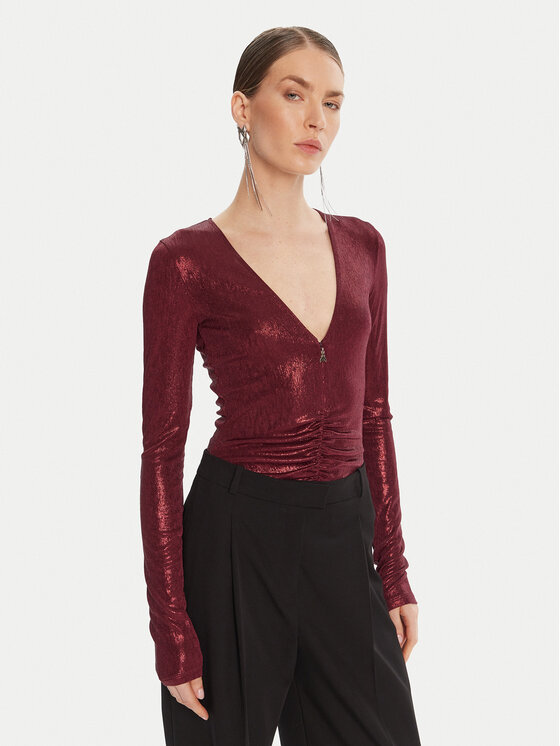 Patrizia Pepe Боди 8M1735 J276 Бордо Regular Fit цвят на ниска цена