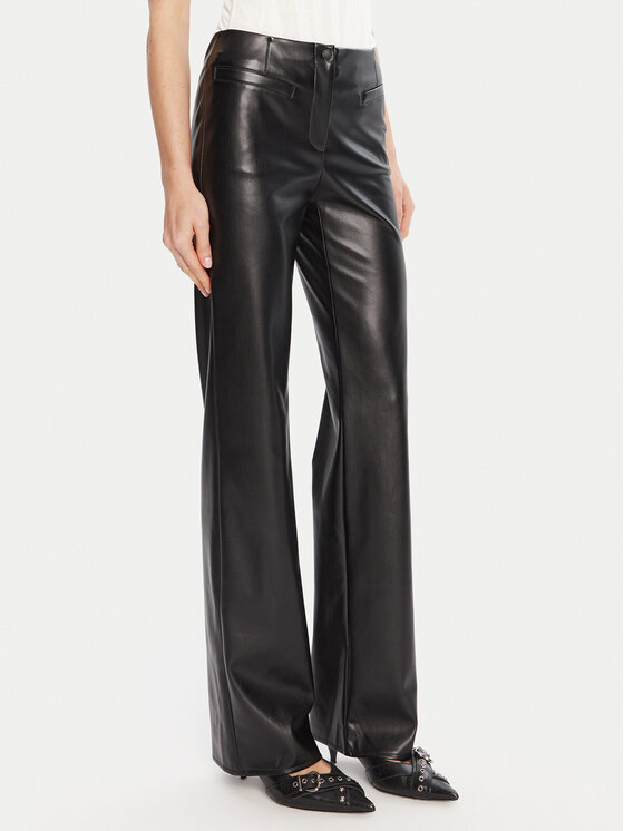 Patrizia Pepe Кожени панталони 8P0757 E005 Черен Regular Fit цвят на ниска цена