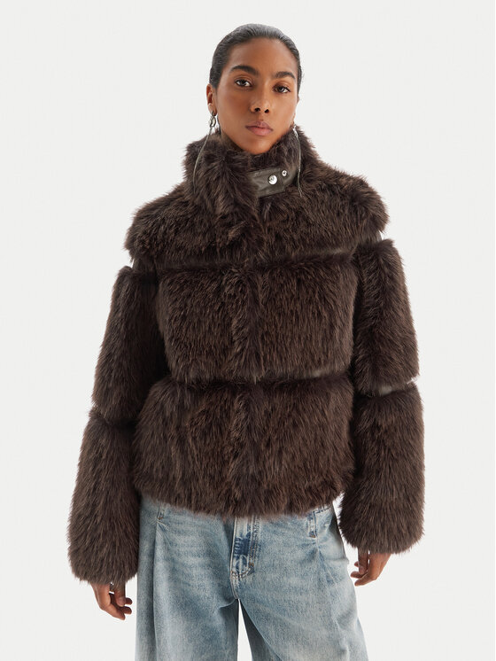 Patrizia Pepe Кожено палто 2O0174 E077 Кафяв Regular Fit цвят на ниска цена