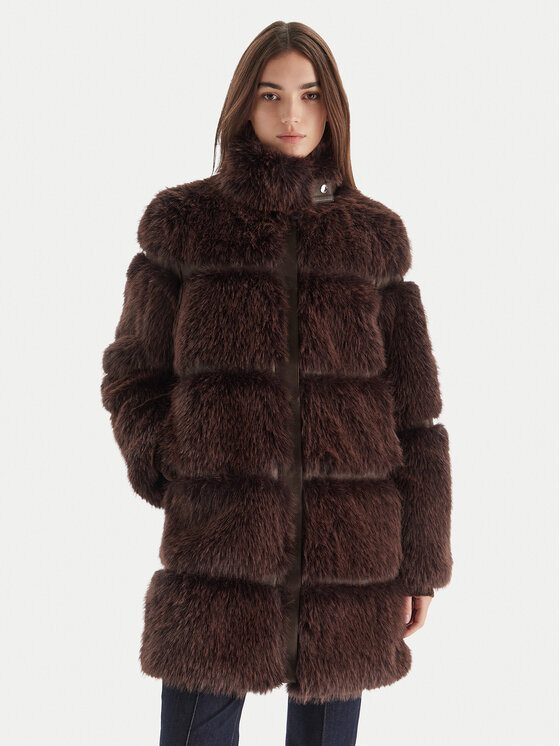 Patrizia Pepe Кожено палто 2O0175 E077 B857 Кафяв Regular Fit цвят на ниска цена