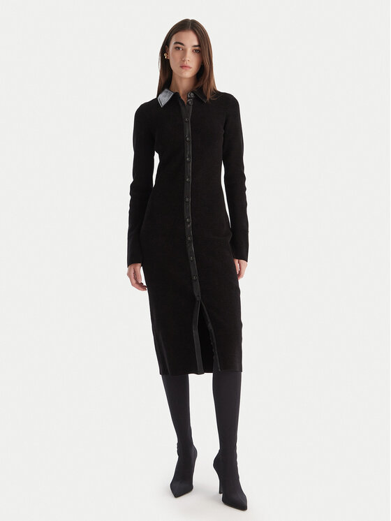 Patrizia Pepe Плетена рокля 2A2982 K215 Черен Regular Fit цвят на ниска цена