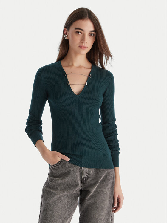 Patrizia Pepe Пуловер 2K0331/K7S0-G619 Зелен Regular Fit цвят на ниска цена