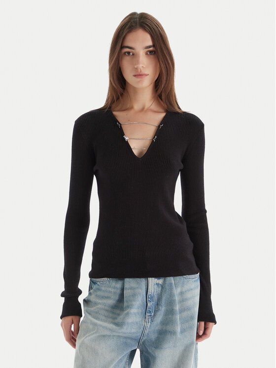 Patrizia Pepe Пуловер 2K0331/K7S0-K103 Черен Regular Fit цвят на ниска цена