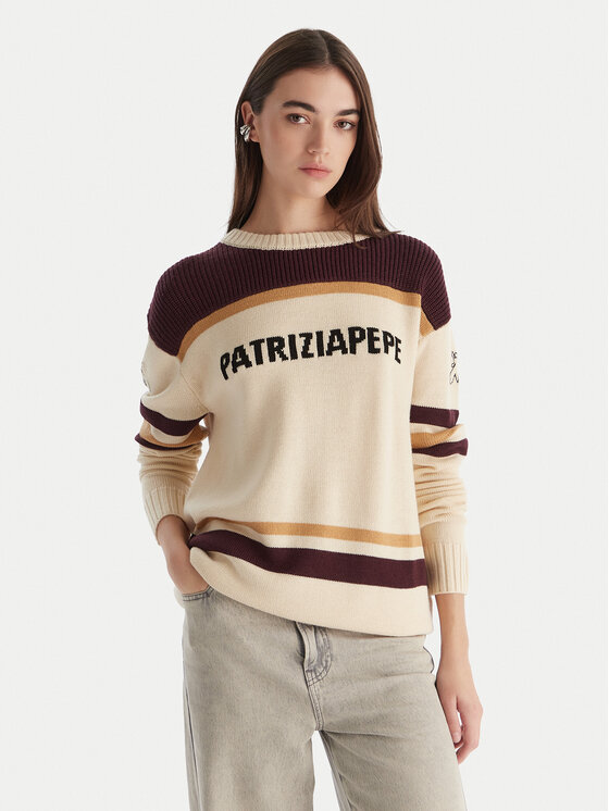Patrizia Pepe Пуловер 2K0352/K298-YA34 Екрю Regular Fit цвят на ниска цена