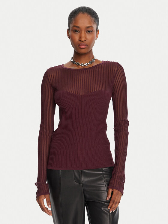 Patrizia Pepe Пуловер 8K0305/K143-M536 Бордо Regular Fit цвят на ниска цена