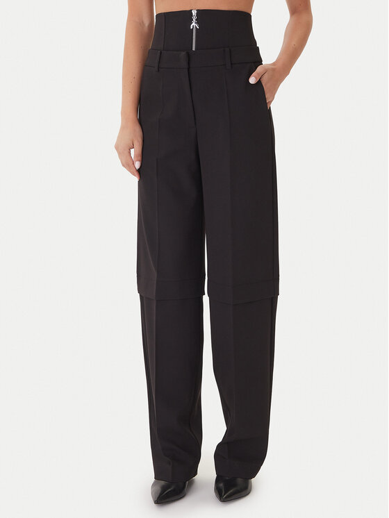 Patrizia Pepe Текстилни панталони 2P1706 A498 Черен Regular Fit цвят на ниска цена