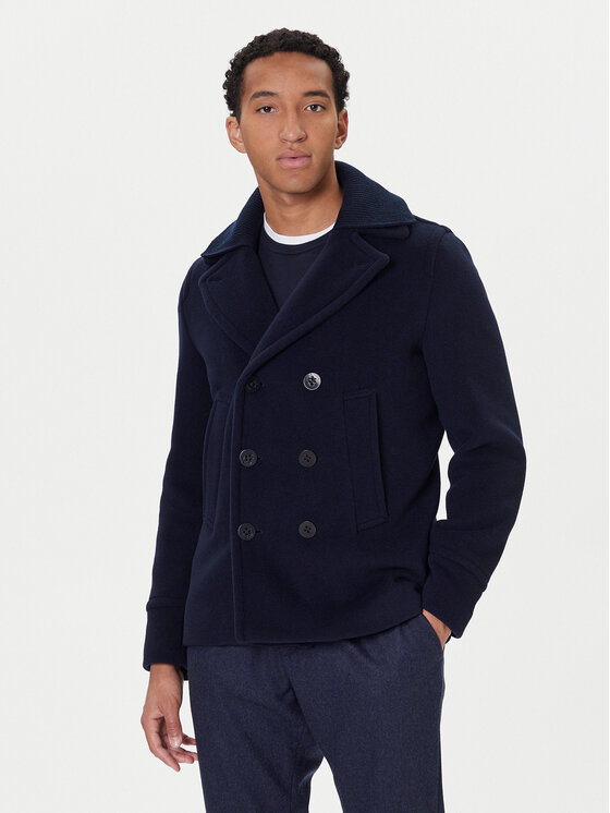 Paul&Shark Вълнено палто 15312361 Тъмносин Regular Fit цвят на ниска цена