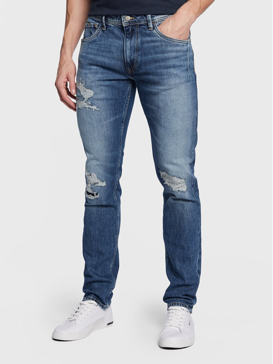 Pepe Jeans Дънки Stanley PM206816 Тъмносин Tapered Fit цвят на ниска цена