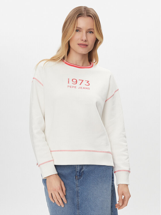 Pepe Jeans Суитшърт Hache PL581398 Бял Boxy Fit цвят на ниска цена