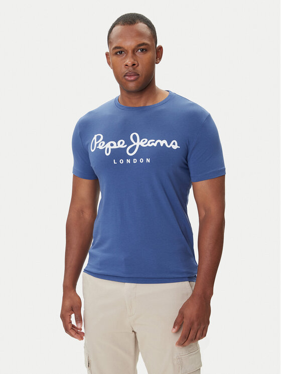 Pepe Jeans Тишърт Original Stretch N PM5010132 Тъмносин Regular Fit цвят на ниска цена