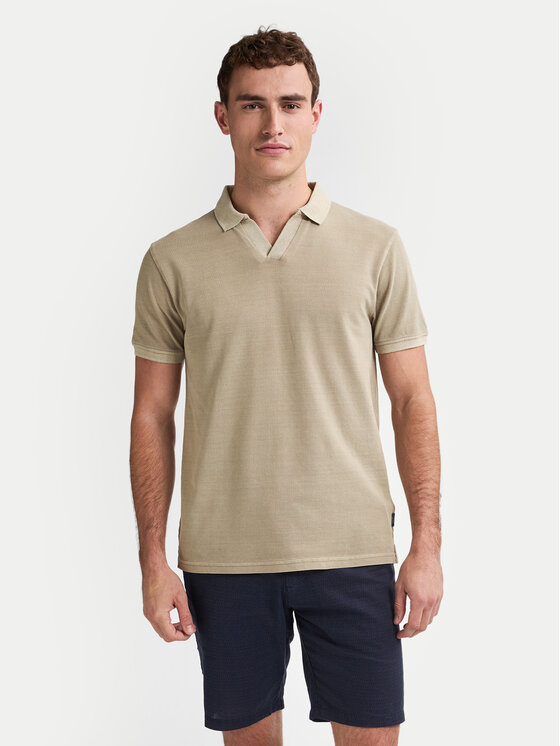 Petrol Industries Тениска с яка и копчета M-1050-POL910 Бежов Regular Fit цвят на ниска цена