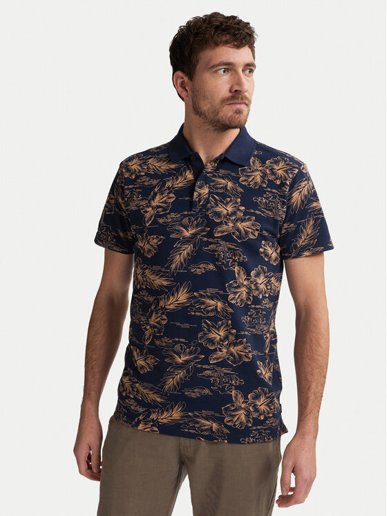 Petrol Industries Тениска с яка и копчета M-1050-POL911 Тъмносин Regular Fit цвят на ниска цена