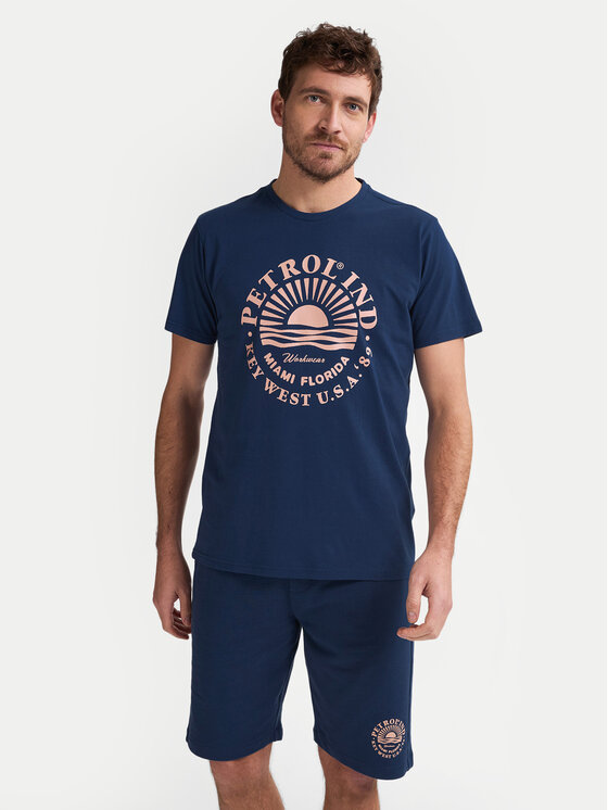 Petrol Industries Тишърт M-1050-TSR127 Тъмносин Regular Fit цвят на ниска цена