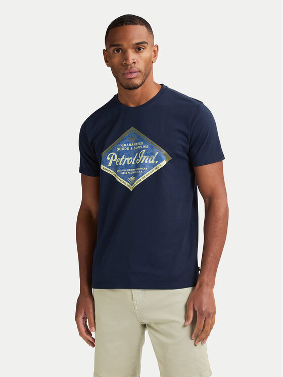 Petrol Industries Тишърт M-1050-TSR634 Тъмносин Regular Fit цвят на ниска цена