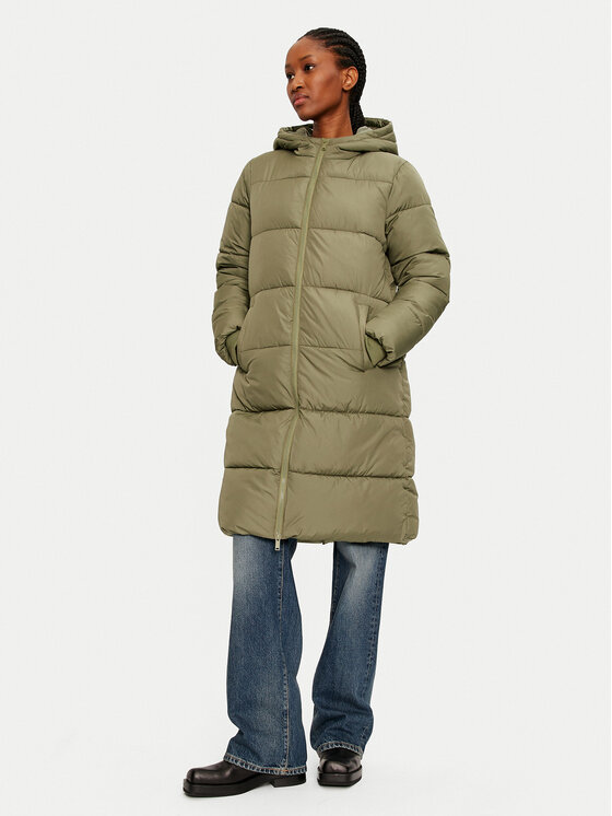 Pieces Зимно яке 17115627 Зелен Regular Fit цвят на ниска цена