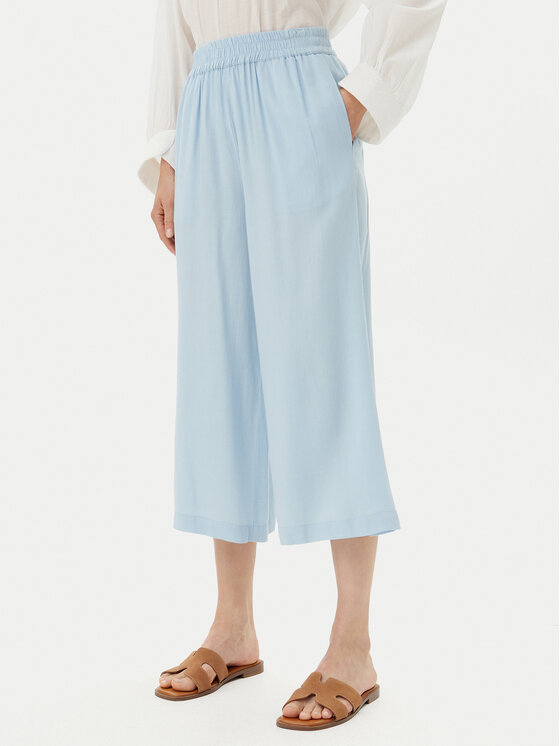 Pieces Панталони тип кюлоти Pia 17154737 Светлосиньо Wide Leg цвят на ниска цена