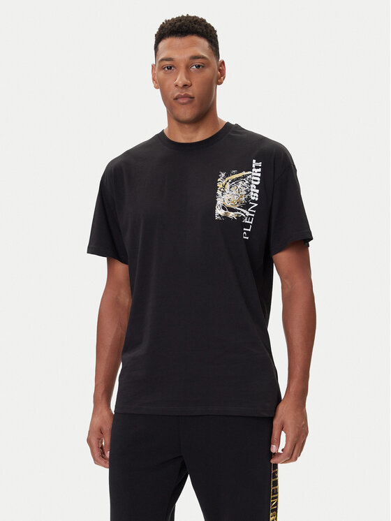 Plein Sport Тишърт FAEC MTK8368 STE001N Черен Loose Fit цвят на ниска цена