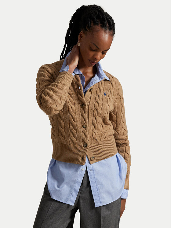 Polo Ralph Lauren Кардиган 211972104001 Бежов Slim Fit цвят на ниска цена