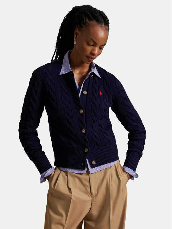 Polo Ralph Lauren Кардиган 211972104004 Тъмносин Slim Fit цвят на ниска цена