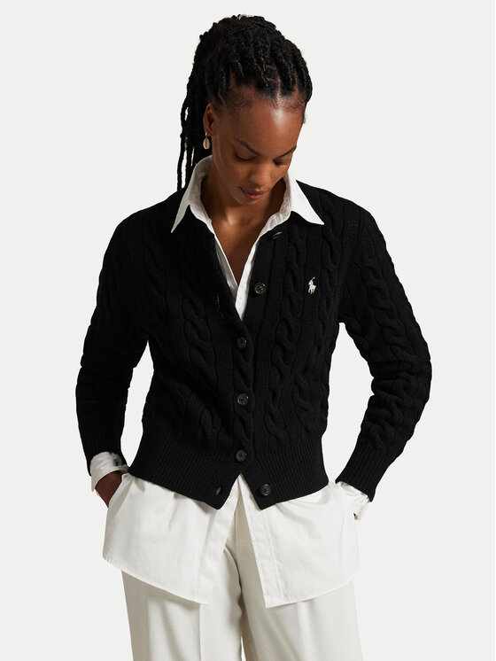 Polo Ralph Lauren Кардиган 211972104005 Черен Slim Fit цвят на ниска цена