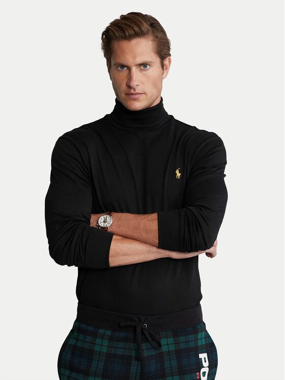Polo Ralph Lauren Поло 710853205001 Черен Slim Fit цвят на ниска цена