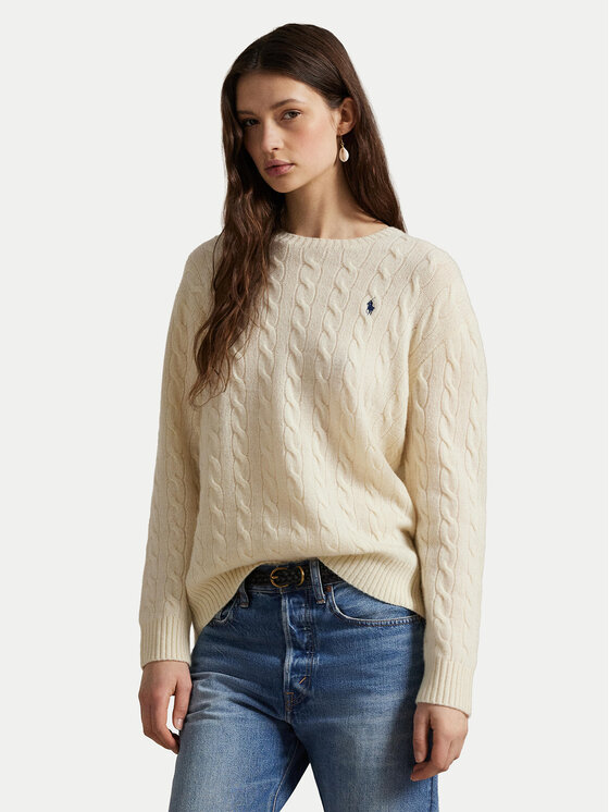 Polo Ralph Lauren Пуловер 211971865001 Бял Slim Fit цвят на ниска цена