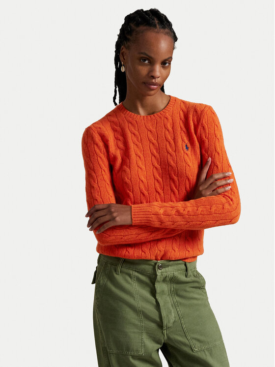 Polo Ralph Lauren Пуловер 211971865010 Оранжев Slim Fit цвят на ниска цена