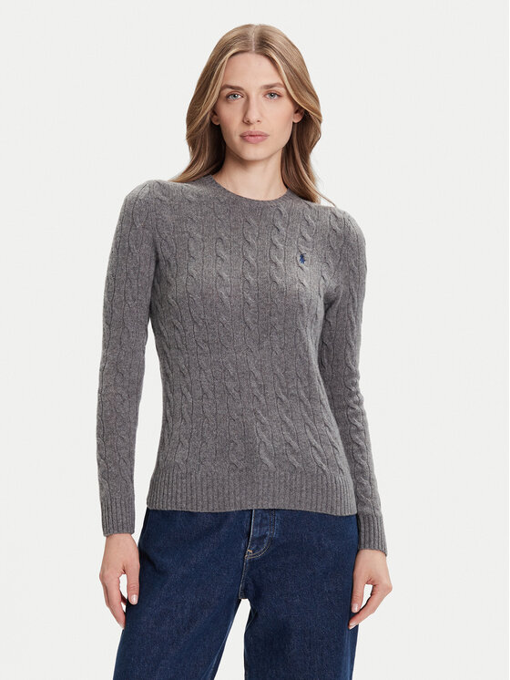 Polo Ralph Lauren Пуловер 211971865501 Сив Slim Fit цвят на ниска цена