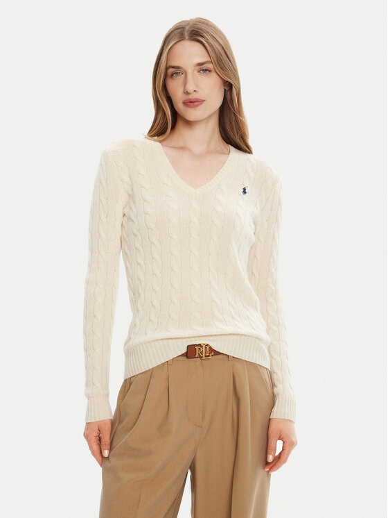 Polo Ralph Lauren Пуловер 211971866001 Екрю Slim Fit цвят на ниска цена