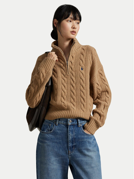 Polo Ralph Lauren Пуловер 211972130002 Бежов Relaxed Fit цвят на ниска цена