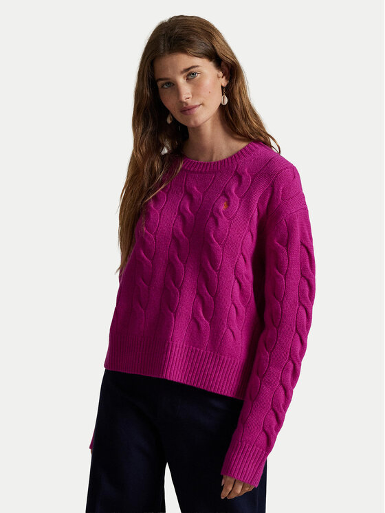 Polo Ralph Lauren Пуловер 211A91216001 Розов Straight Fit цвят на ниска цена