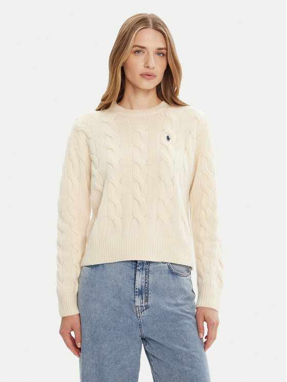 Polo Ralph Lauren Пуловер 211A91216002 Екрю Straight Fit цвят на ниска цена