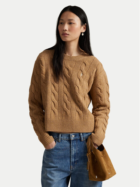 Polo Ralph Lauren Пуловер 211A91216005 Бежов Straight Fit цвят на ниска цена