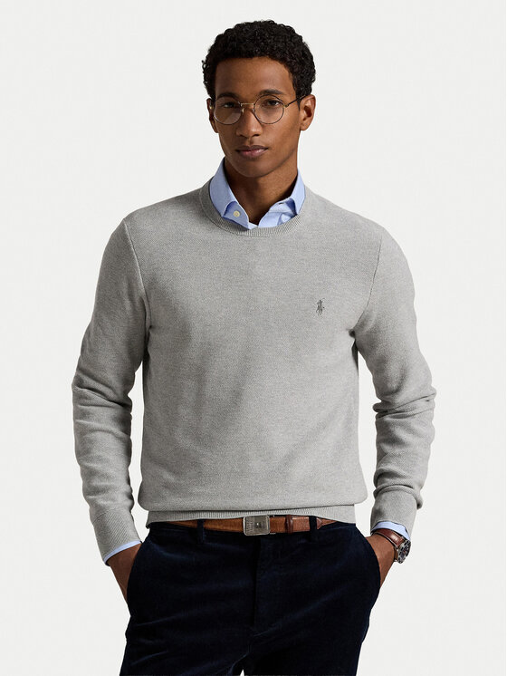 Polo Ralph Lauren Пуловер 710918163002 Сив Regular Fit цвят на ниска цена