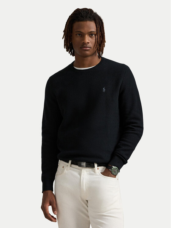 Polo Ralph Lauren Пуловер 710918163508 Черен Regular Fit цвят на ниска цена