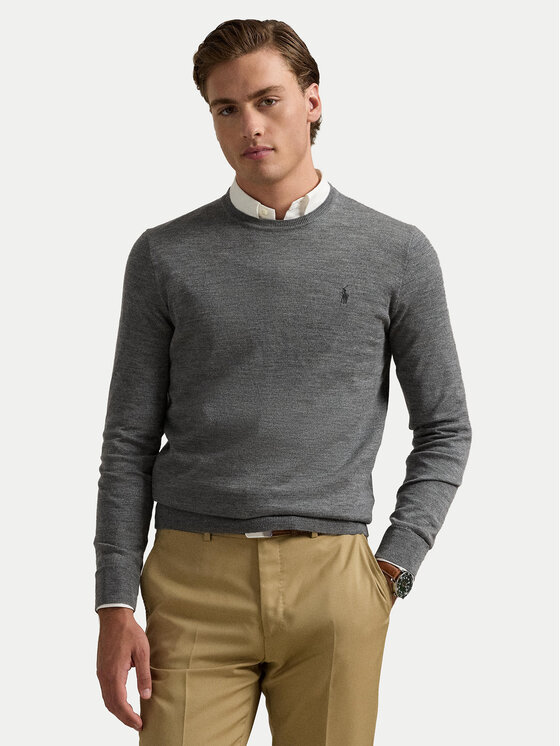 Polo Ralph Lauren Пуловер 710946143002 Сив Slim Fit цвят на ниска цена